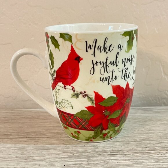 Red Cardinal Mug Cup Make a Joyful Noise Unto The Lord Christmas Holiday - Picture 3 of 6
